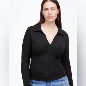 Madewell Black Ribbed Long Sleeve Top -Read